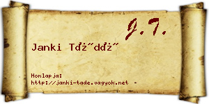 Janki Tádé névjegykártya